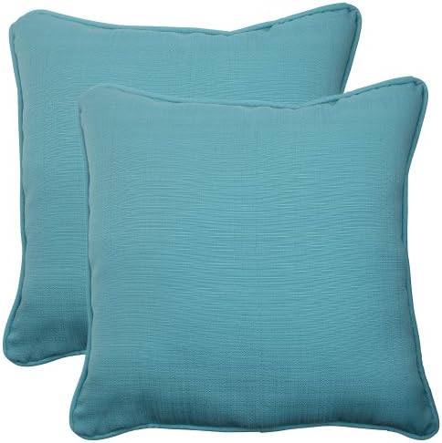 Travesseiro perfeito forsyth sólido interno/arremesso de arremesso de travesseiro, clima e resistência ao desbotamento, arremesso - 18,5 x 18,5, azul, 2 contagem