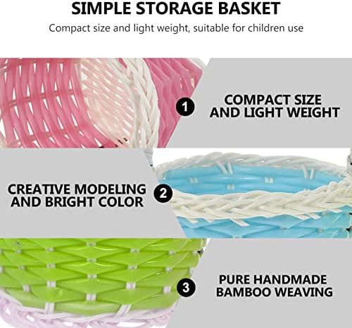 Cestas de vime de cabilock 6pcs mini cestas de tecido com alças coloridas cestas pequenas cestas de casamento cestas