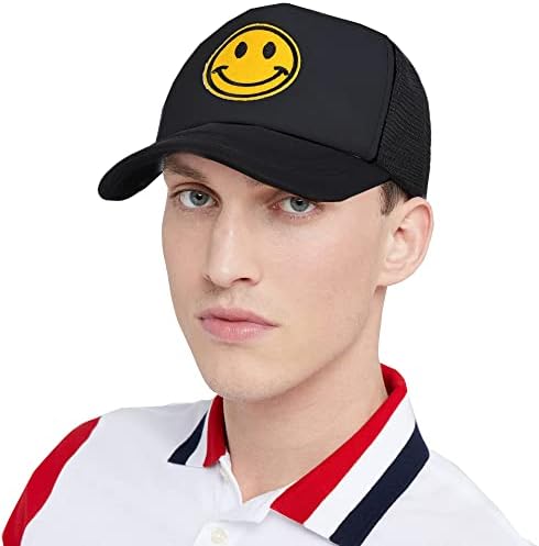 Utowo Mesh-Back Preppy Baseball Cap for Women Crown espuma de rosto sorridente Hat de caminhoneiro Snapback Chapéu de pai