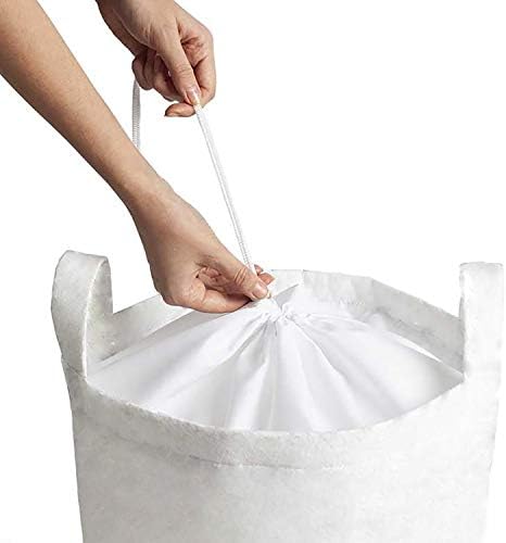 Ambesonne Off Saco de lavanderia branca, silhuetas de folhas geradas digitalmente em um fundo simples, cesto de cesto com alças