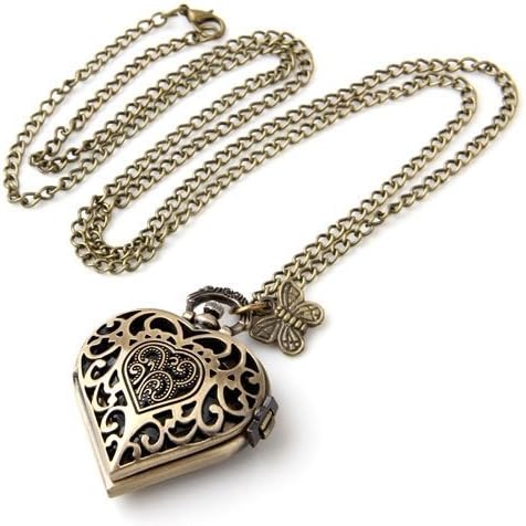 Phitakshop Antique colar de latão pendente de coração assistir 1.57 Hot L6