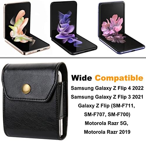 YQODSZ para Samsung Galaxy Z Flip 4 2022 / Z Flip 3 coldre de telefone, estojo de bolsa de couro premium com loop