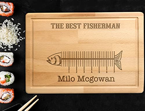 O melhor pescador, tábuas de corte, presente do dia dos pais, presentes de pesca, placa de nogueira de bambu personalizada