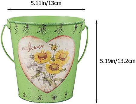Happyyami plantas artificiais galvanizadas balde de metal francês vaso de flor de flor shabby leite chique pode arremessador rústico jarro recipiente para decoração de casa de jardim de jardim de casas
