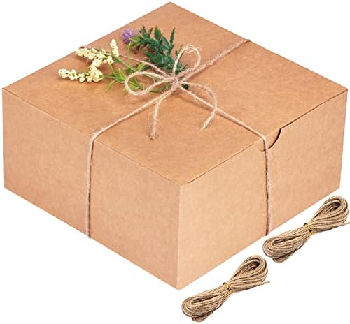 Caixas de presente marrons marrom caixas kraft 15pcs 8x8x4 polegadas, caixas de papelão de papel com tampas para presentes de Natal, caixas de proposta de dama de honra, caixas de cupcakes, caixas de presente de criação