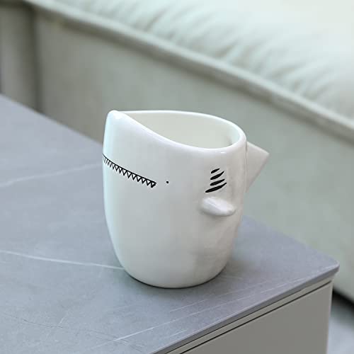 Caneca de café cerâmica de tubarão 3D Huilairen | Copo fofo de chá de leite artesanal 14oz | Melhor ideia de presente de