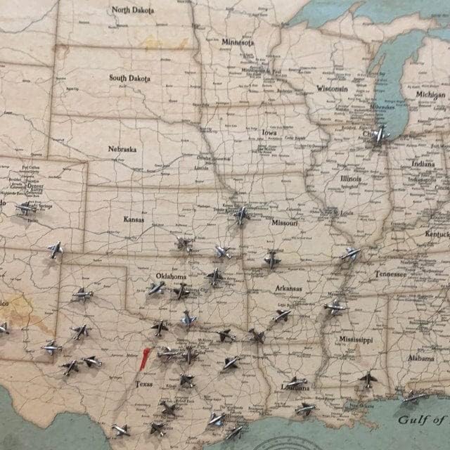 Pinos de mapa de avião - acabamento de cobre