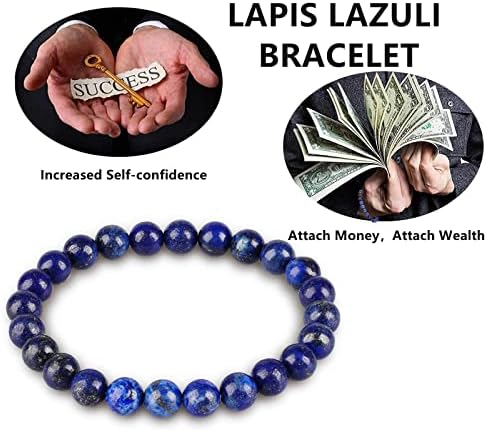 Lapis Lazuli Bracelete artesanal, Amizade Ansiedade Cura Pulseiras de pedra preciosa de cristal, pulseira de proteção