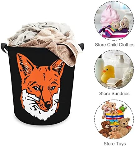 Fox Head Illustration Laundry Basket Casket Rousper Alto cesto com alças Bolsa de armazenamento