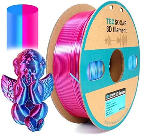 Tecsonnar Multicolor Pla Filamento 1,75 mm 1kg, 5 rolos/pacote, cobre de ouro de seda azul, seda azul escuro azul verde, cobre de