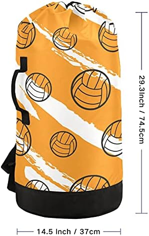 Bolsa de lavanderia laranja de vôlei Backpack de lavanderia pesada com tiras de ombro Bolsa de roupa à prova d'água para