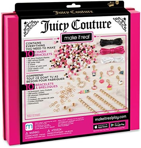 Torne -o Real - Juicy Couture Pink e precioso Bracelets - Kit de pulseira de charme DIY com contas para fazer joias de joias