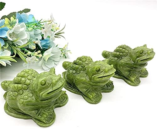 Shitou2231 1pc verde natural xiu jade cristal artesanal feto esculpido sapo de ouro animais fengshui ceducas de cura de energia