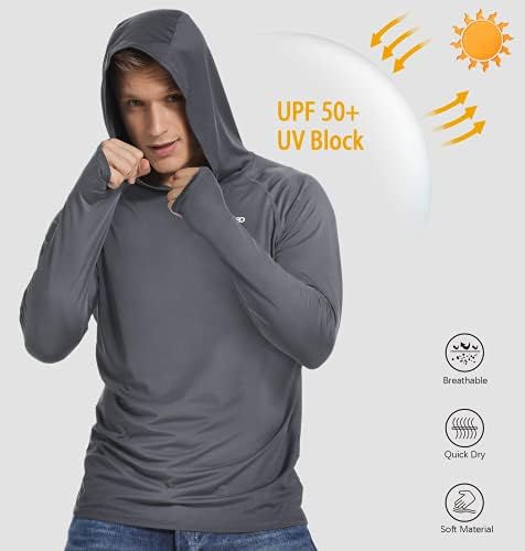 Telaleo 3 ou 2 Pack Men's UPF 50+ Proteção solar com capuz leve camisa de manga longa SPF UV para pescar caminhadas