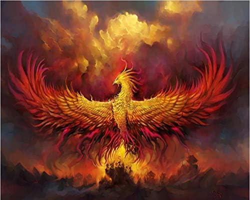 Zimal DIY 3D Diamond Bordery Cross Stitch Fire Rebirth Phoenix Full Round Diamond Pintura Decoração de Casa 11,8 x 15,8 polegadas