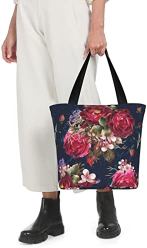 Bolsa de tela de flor colorida para mulheres bolsas de ombro com zíper para o trabalho de viagem
