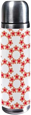 sdfsdfsd 17 oz a vácuo a vácuo aço inoxidável garrafa de água esportes de café gesto de caneca de caneca de couro genuíno embrulhado bpa grátis, geométrico de flor de padrão floral geométrico