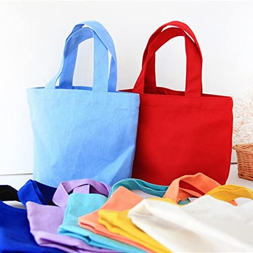 Toptie 12 Pacote sacolas duráveis ​​de lona de algodão para alunos de compras de almoço, DIY, Promoção, Gift-White