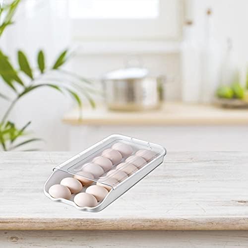 Caixa de ovo empilhável e rolante doméstica Tipo de gaveta transparente Caixa de ovo de armazenamento de manutenção fresca