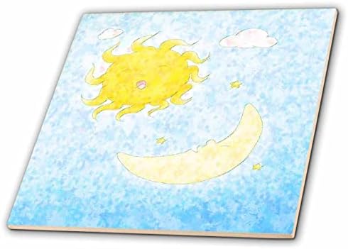 Imagem 3drose do sol e da lua no estilo de impressionismo pintado - azulejos
