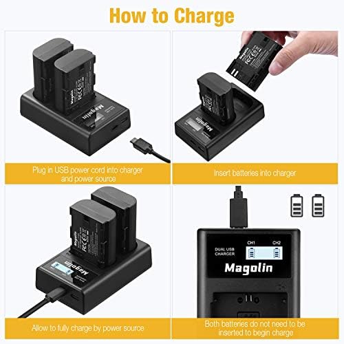 Magolin LP-E6 LP-E6N Bateria e carregador USB duplo compatível com LP E6N, 5D Mark II, III, IV, 5DS, 5DS R, 6d, 60d, 6d Mark II, 7d,
