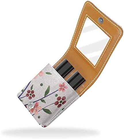 Caixa de batom de Oryuekan com espelho bolsa de maquiagem portátil fofa, bolsa cosmética, floral pastoreável vintage floral