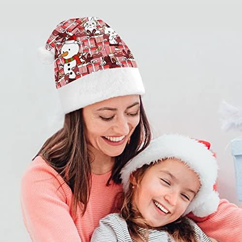 Carrãos do boneco de neve e gatos com presentes chapéu de natal chapéu de Papai Noel para adultos unissex Comfort Classic Xmas Cap para o feriado de festa de Natal