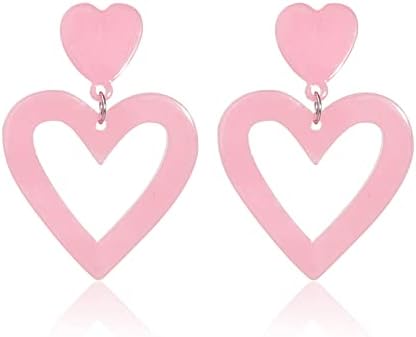 Double Heart Dangle Drop Brincho Brincos de Coração Brincos para Mulheres Dia dos Namorados Dia das Mães Aniversário