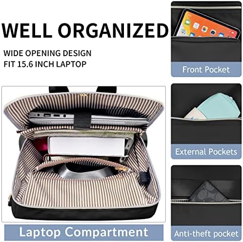 Mochila Ytonet Laptop para mulheres, backpack de 15,6 polegadas Backpack para mulheres com porto de carregamento USB, mochila