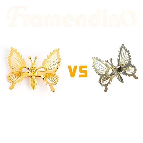Framendino, 12 Pack Gold 3D Moving Butterfly Hair Clips Hollo