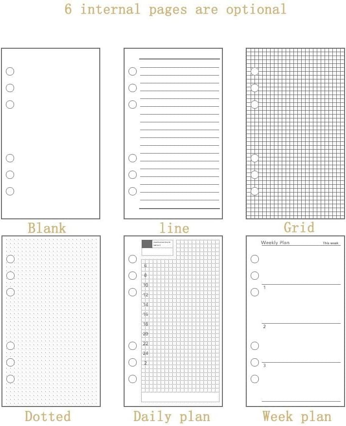 N/A A5 pano fofo pontilhado 6 buracos no caderno de notebook escolar artigos de quadra escolar Blank Line Grid Dots Planner