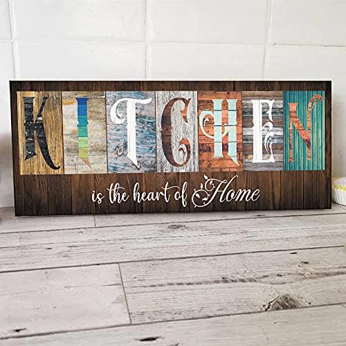 Battoo Kitchen é o coração da casa - cozinha de madeira pendurada sinal de fazenda rústica Kitchen Wood Hanger, Fashion Wood Background Placa vintage para cozinha, restaurante, decoração da fazenda
