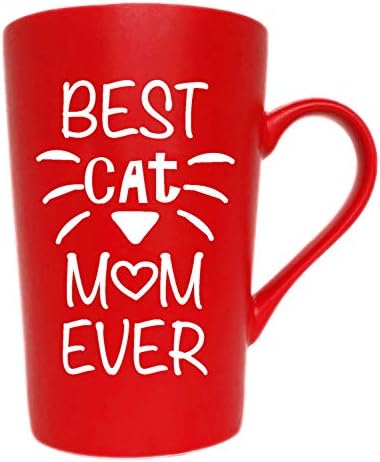 Presentes do Dia das Mães Mauag Presentes de Christmas de Caneca de Caneca de Caça Funny Cat, Melhor Cat Mãe Ever Ever Fonity Cup da Filha ou Filho, Red 12 oz