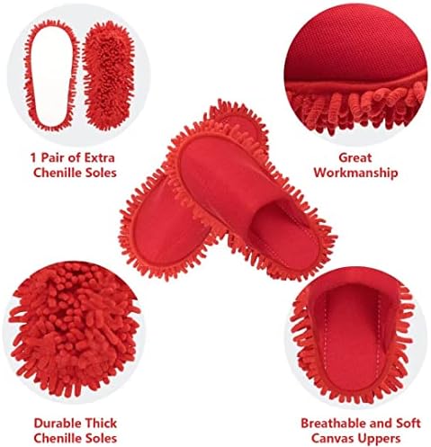 XJLantte Microfiber Mop Chinels - Canvas Chenille chinelos de pó de limpeza lavável Lavagem de chinelos de limpeza de piso
