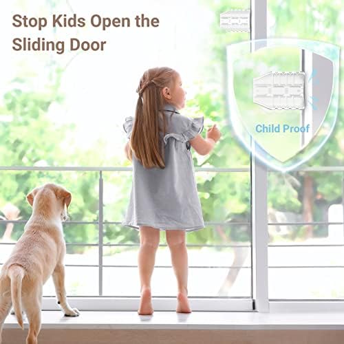 Trava de porta deslizante à prova de crianças - 4 fechaduras de segurança para slides armário de pátio de vidro do pátio, portas