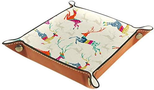 Lyetny Vintage Christmas Deer Elk Organizador Bandeja Caixa de armazenamento Caddy Caddy Desktop Alteração da carteira de carteira de caixa de moeda de caixa