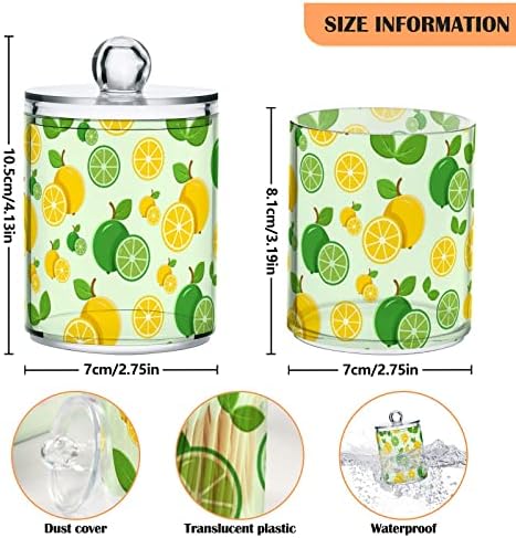 INNEWGOGO Lemon verde amarelo 2 embalagem Pacote Distanteador de bola de cotonete de algodão Lata de banheiro plástico com tampas