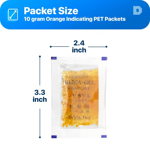 Seco e seco 10 grama [15 pacotes] laranja indicando pacotes de sílica gel
