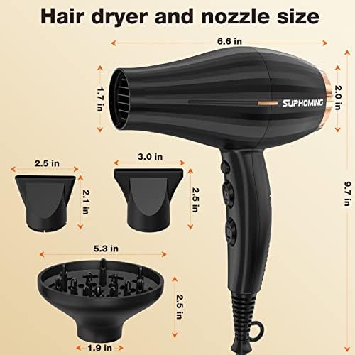 Secador de cabelo sufoming, íons negativos profissionais 2200w secador de cabelo, secador de cerâmica portátil leve