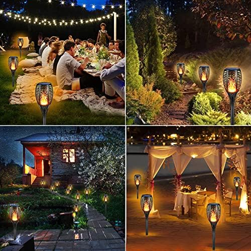 Toodour Lights Solar Outdoor, 33 Tocha solar mais alta e maior LED com chama tremeluzente, luzes solares à prova d'água para jardim, gramado, pátio, quintal, decorações ao ar livre