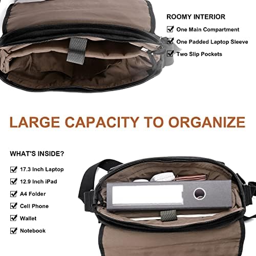 Bag do Mensageiro Estarer 17-17,3 polegadas, Tela resistente à água de computador masculina, bolsa de ombro de laptop para faculdade