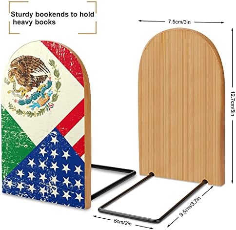 México México EUA America Flag Livro para prateleiras Holdren Bookends Holder for Heavy Books Divider Modern Decorative 1 par