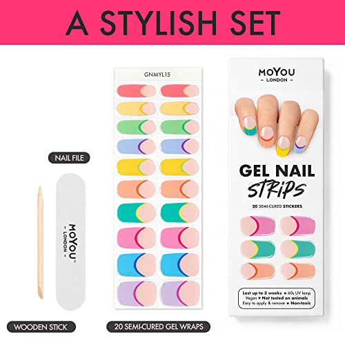 Moyou London semi-curado tiras de unhas, arquivo de unhas e cutícula de madeira-20 pc. Gel envolve-se para unhas-conjunto de manicure e suprimentos de pedicure com qualidade de salão, nunca entediante