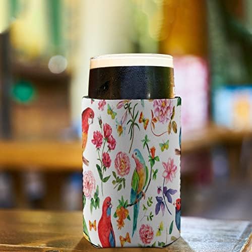 Pássaros de café, flores de rosas e borboletas mangas de xícara reutilizáveis ​​portador de xícara de café gelado com padrão
