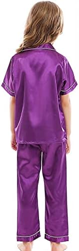 Roupas de meninas tamanho 6 meninas meninas pijamas Conjunto de cetim Crianças de seda curtas Sleeves Sleepwear PJS 2 Robe Kid
