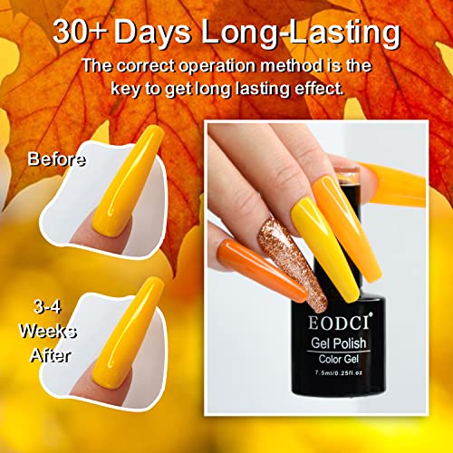 kit de esmalte EODCI GEL, esmalte UV Gel Polish 6 Cores Série de Glitter Orange Amarelo Brown Mergulhe do Polish Gel Set para Nail