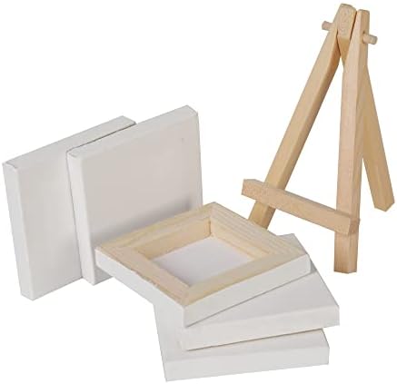Mini -telas de Zingarts com conjunto de cavalete, pacote de 18, 3 ”x 3” Mini -Canvas Boards e 18pcs 5 Mini Caval