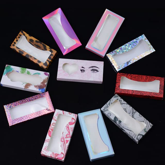 Caixas de embalagem de cílios de papel macio de papel de luxo Muitas opções de armazenamento de lash coloridas de