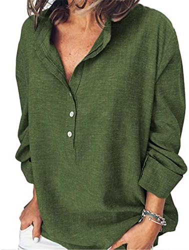 Andongnywell Womens Tunic Blouse Tops Loose V pescoço camisa de cor sólida