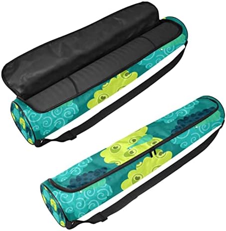 Saco de tapete de ioga com alça de ombro ajustável Saco de transporte de ioga de ioga para mulheres Pattern Green Blue, 6.7x33.9in/17x86
